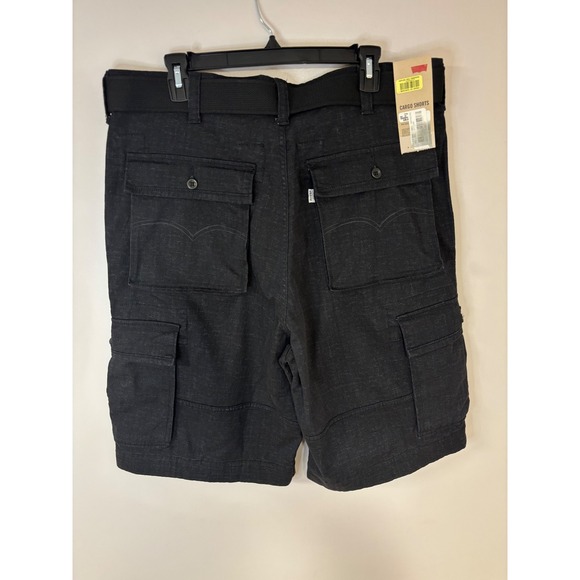 Levi's Mens Cargo Shorts Black Belted Relaxed Fit Cotton Blend size‎ 38 - Picture 3 of 9
